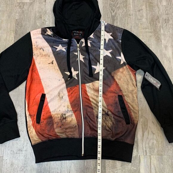 NWT Galaxy by harvic full zip American flag hoodie size s - Picture 11 of 13